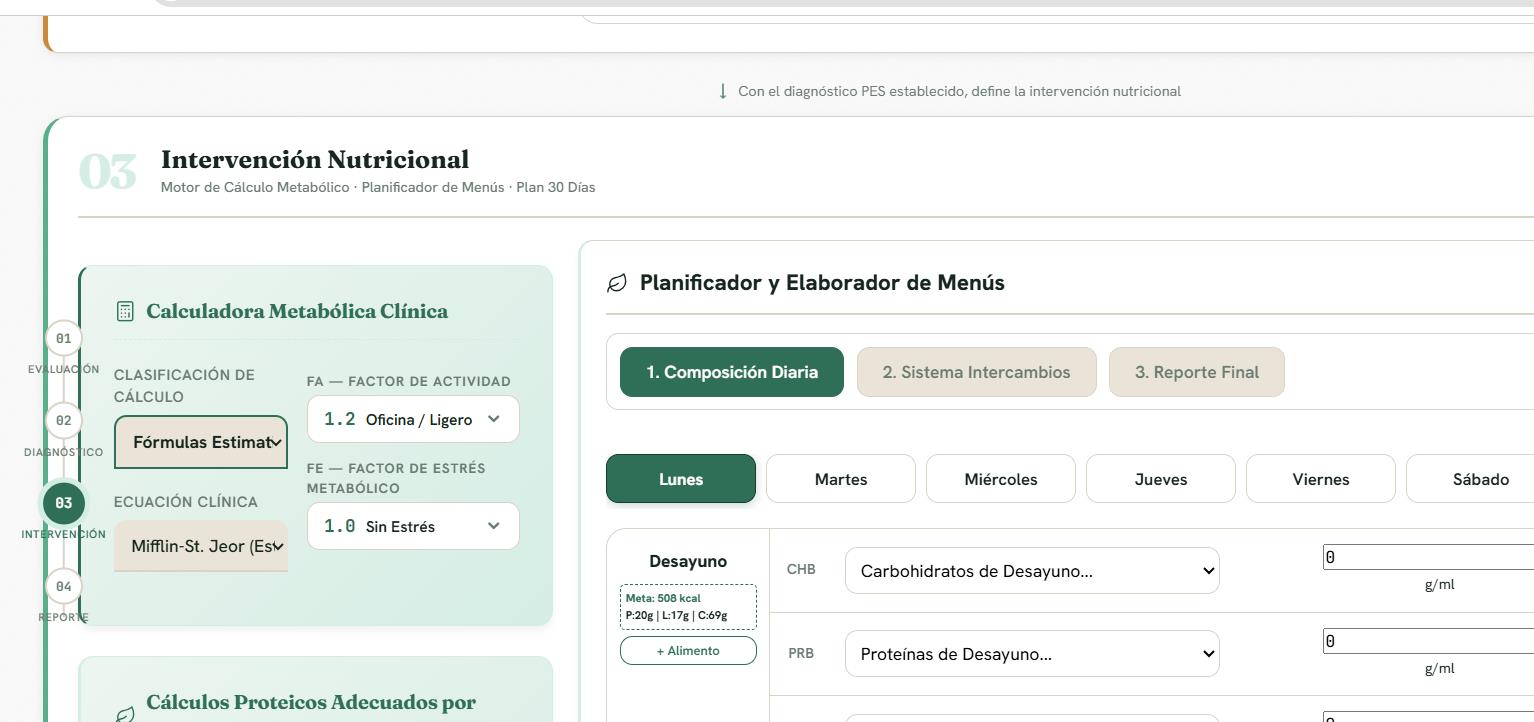 Motor calórico de Nativa Health — Calculadora metabólica con FA, FE y planificador de menús semanal